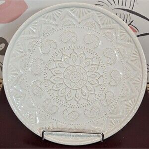 Set of 5 Pier 1 Imports Chateau Clair White Embossed Lace Salad Plates 8" (read)